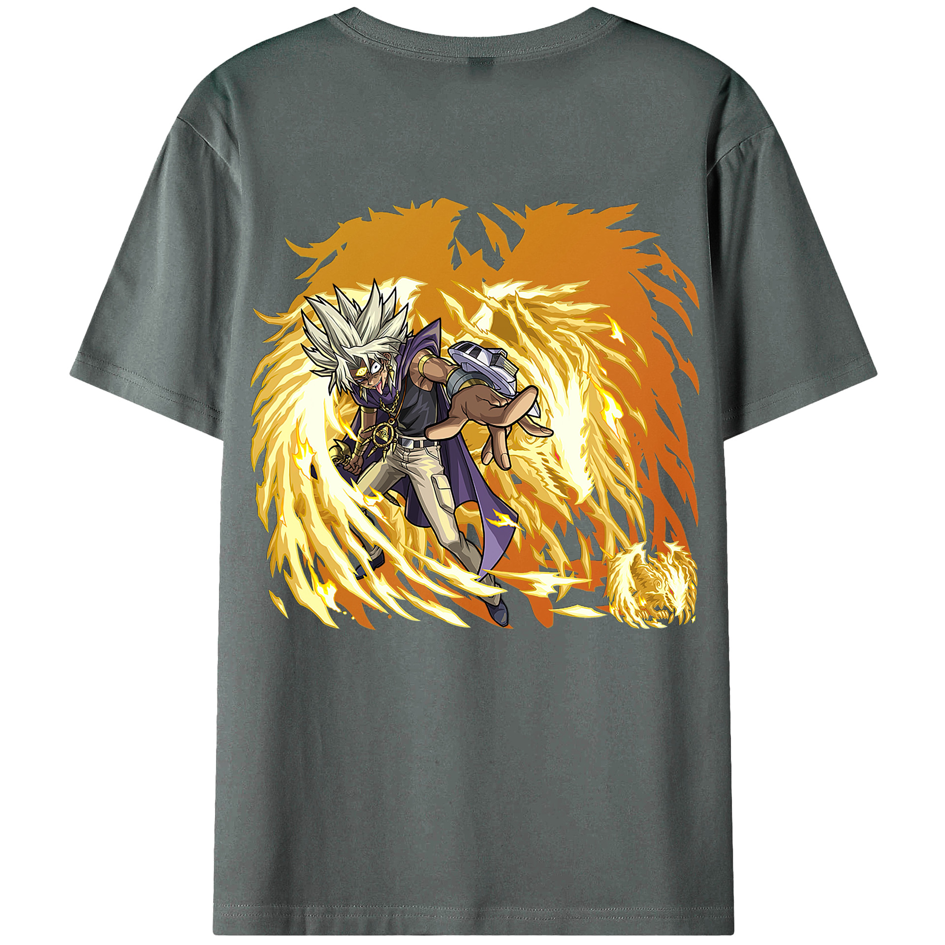 （画像用） 遊☆戯☆王 Yu-Gi-Oh! 綿100％ メンズ半袖Tシャツ（バックプリント） 通気性